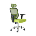 Xiaoyaozuo office chair in vibrant green, ergonomic mesh back, adjustable headrest, padded seat, and smooth-rolling casters.