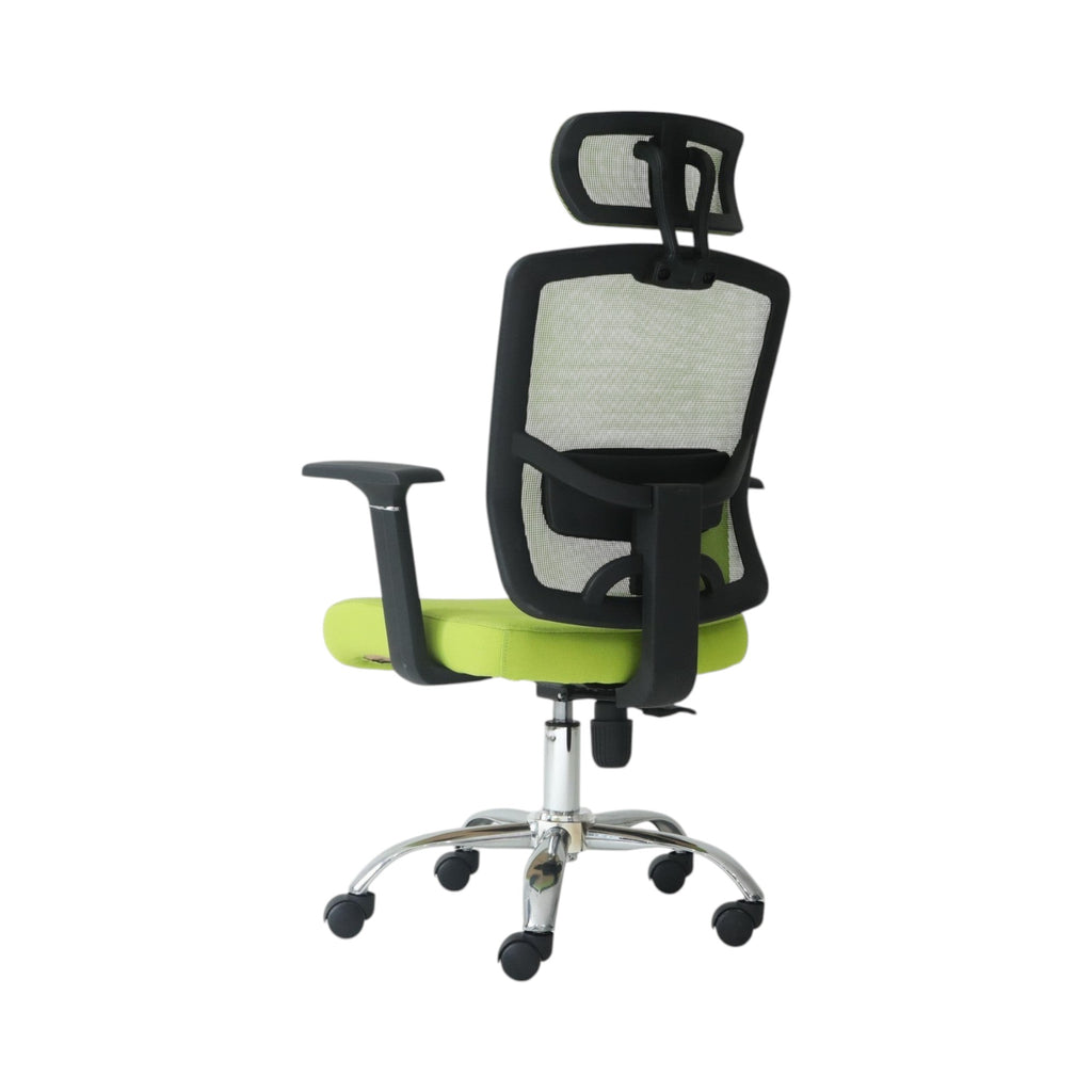 Xiaoyaozuo office chair: Ergonomic green mesh office chair with adjustable headrest and padded seat, on smooth-rolling casters.
