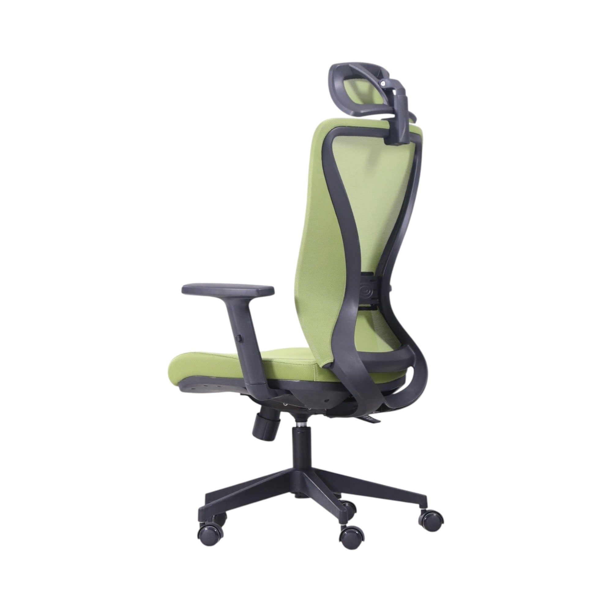 Xiaoyaozuo office chair: Ergonomic green mesh office chair with adjustable headrest and padded seat, ideal for home or professional workspaces.