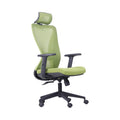 Xiaoyaozuo office chair: green ergonomic mesh office chair with adjustable headrest and padded seat, on black casters.