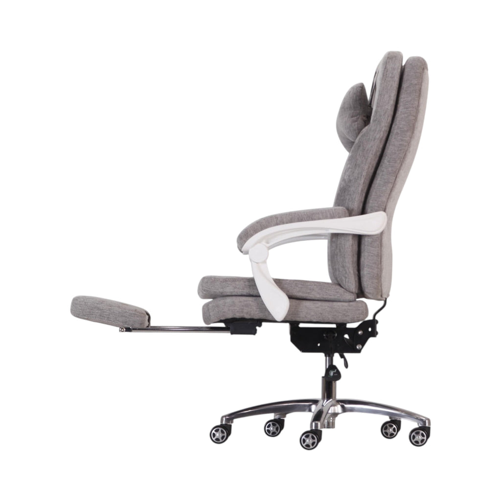 Xiaoyaozuo office chair grey fabric ergonomic chair with retractable footrest and adjustable lumbar support