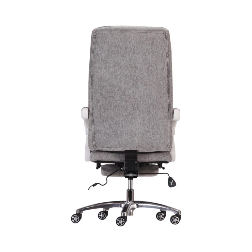 Xiaoyaozuo office chair grey fabric ergonomic office chair with high backrest and retractable footrest.