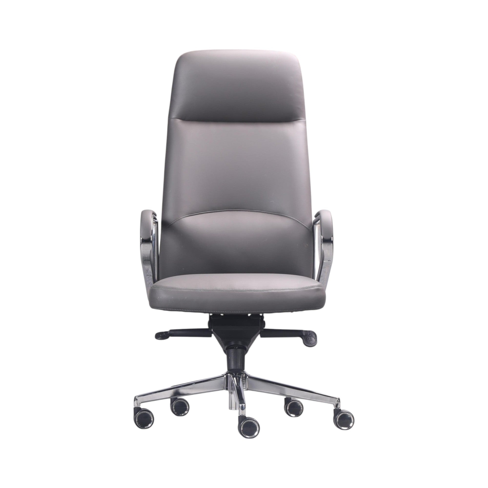 Xiaoyaozuo office chair executive high back grey faux leather ergonomic office chair with chrome accents and casters
