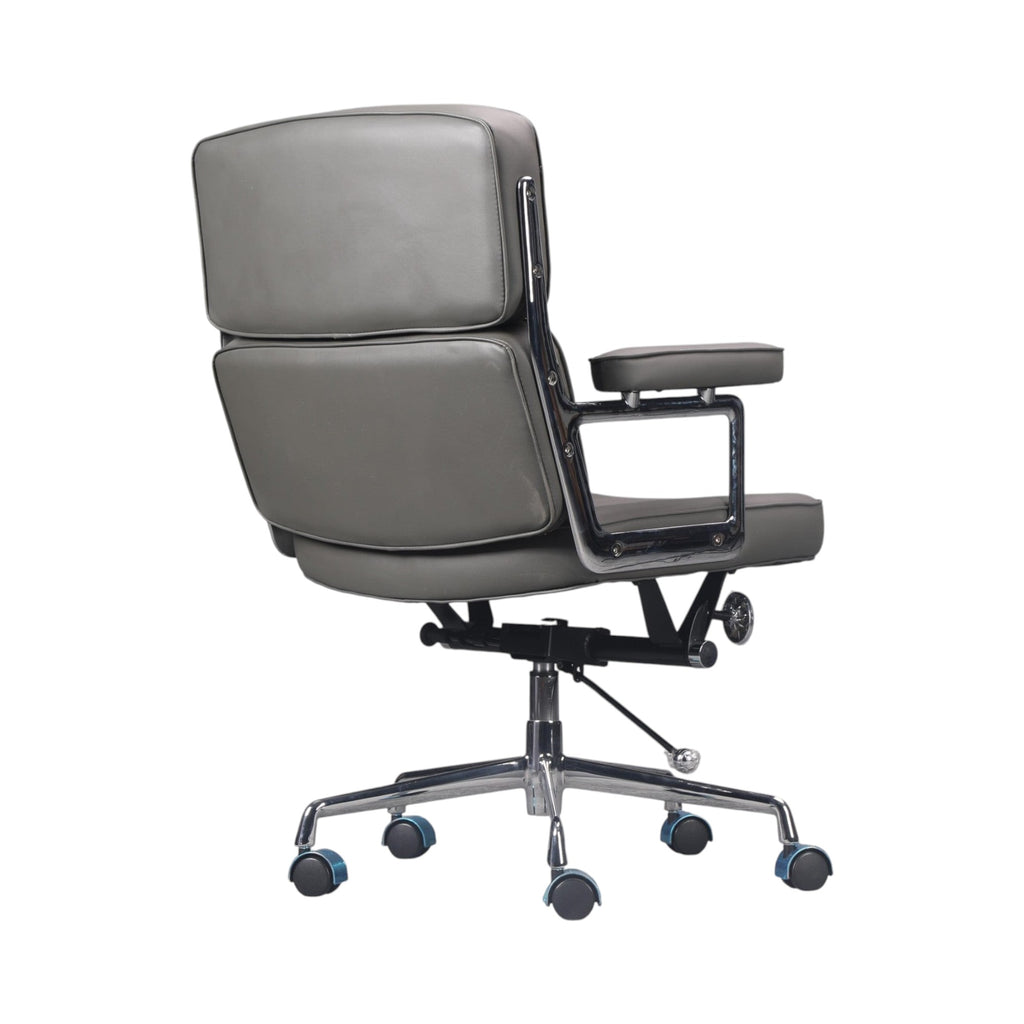 Xiaoyaozuo office chair grey faux leather executive office chair with tufted back and lumbar support