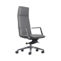 Xiaoyaozuo office chair executive high back grey faux leather chair with polished chrome armrests and base on casters.