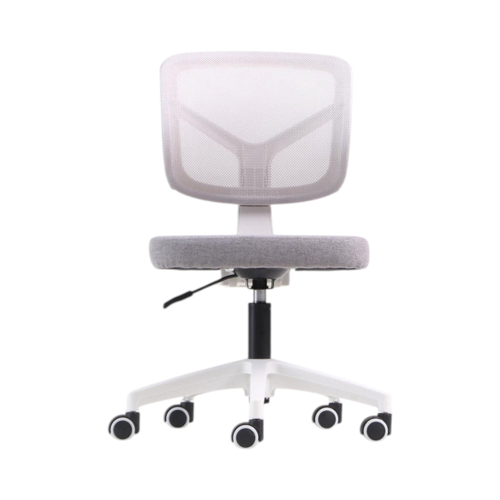 Xiaoyaozuo office chair in grey and white, ergonomic mesh back, padded fabric seat, adjustable height, and rolling casters.