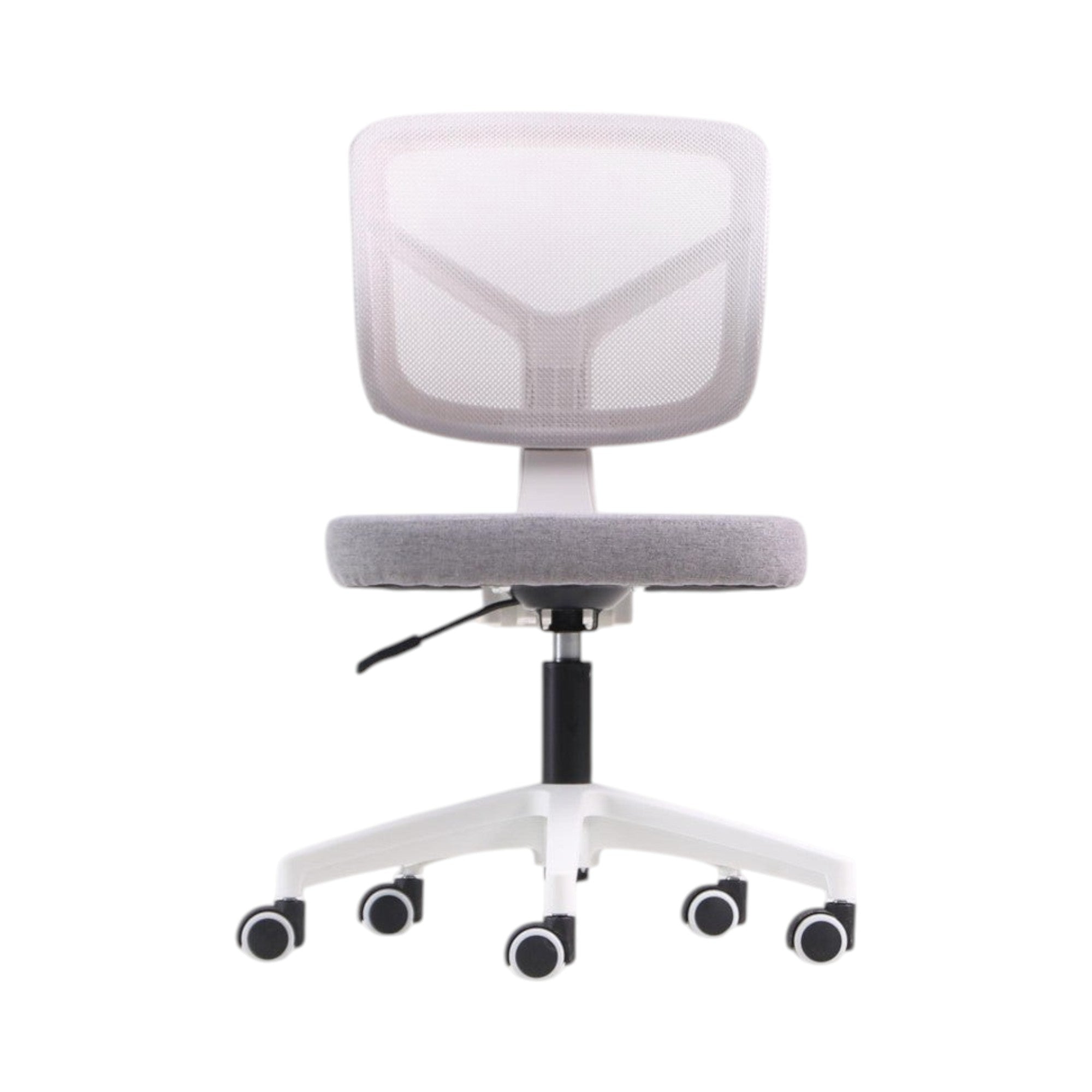 Xiaoyaozuo office chair in grey and white, ergonomic mesh back, padded fabric seat, adjustable height, and rolling casters.