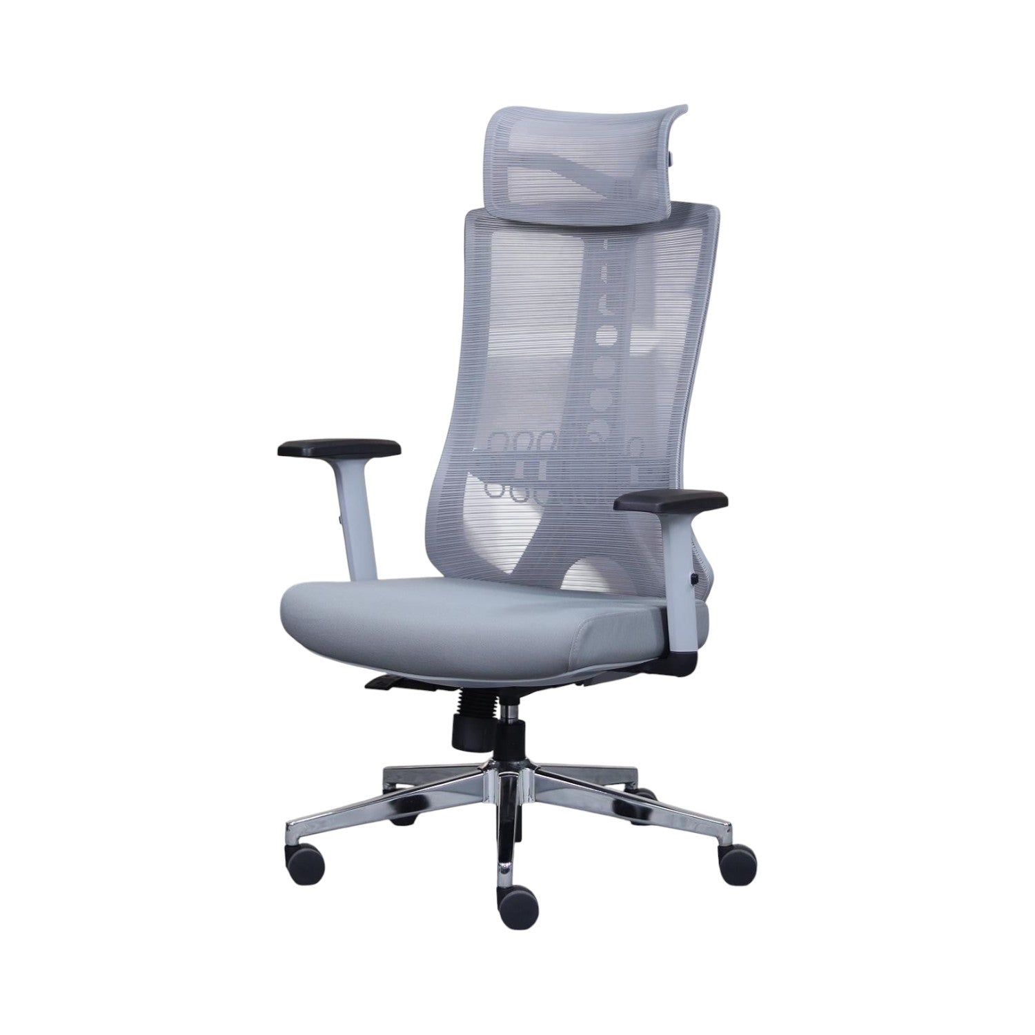 Xiaoyaozuo office chair grey ergonomic mesh chair with adjustable headrest and padded seat, ideal for home office.