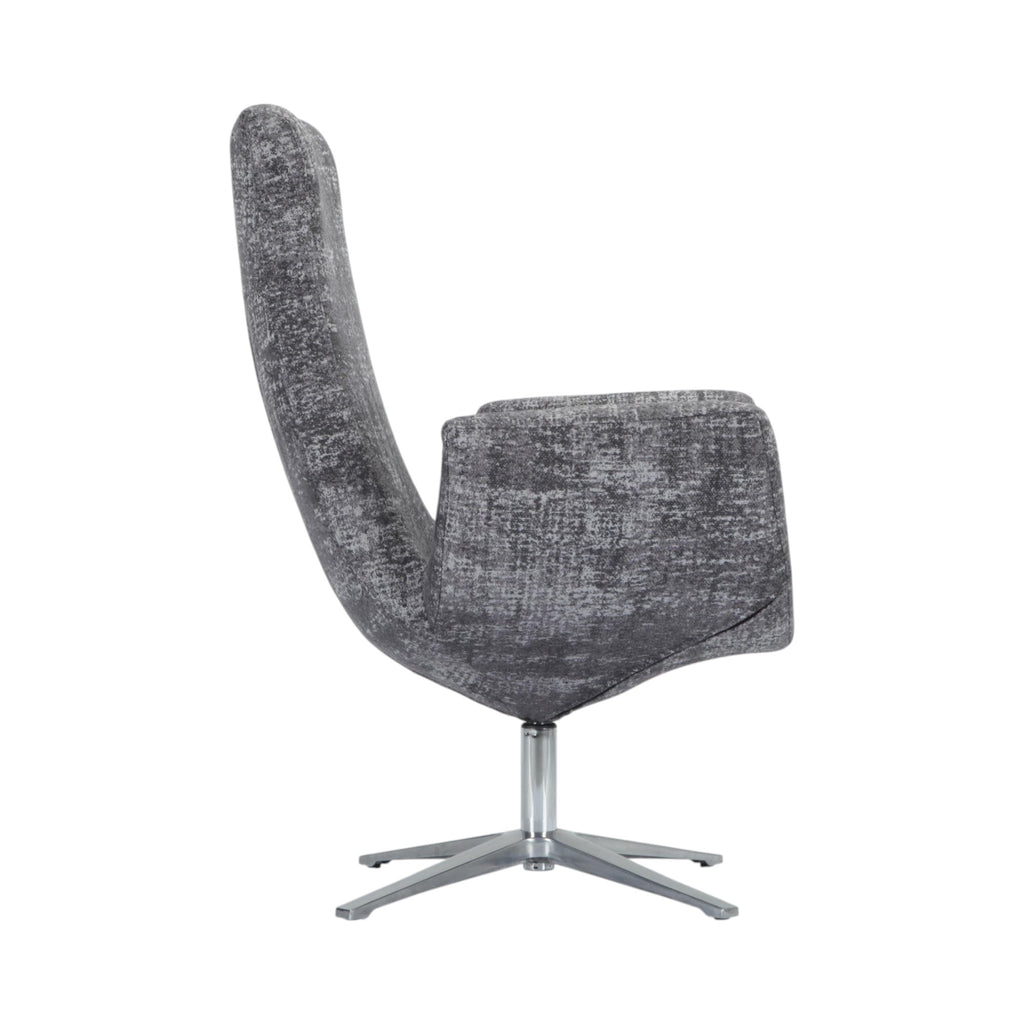 Xiaoyaozuo office chair grey textured fabric swivel accent chair with high back and brushed metal base.
