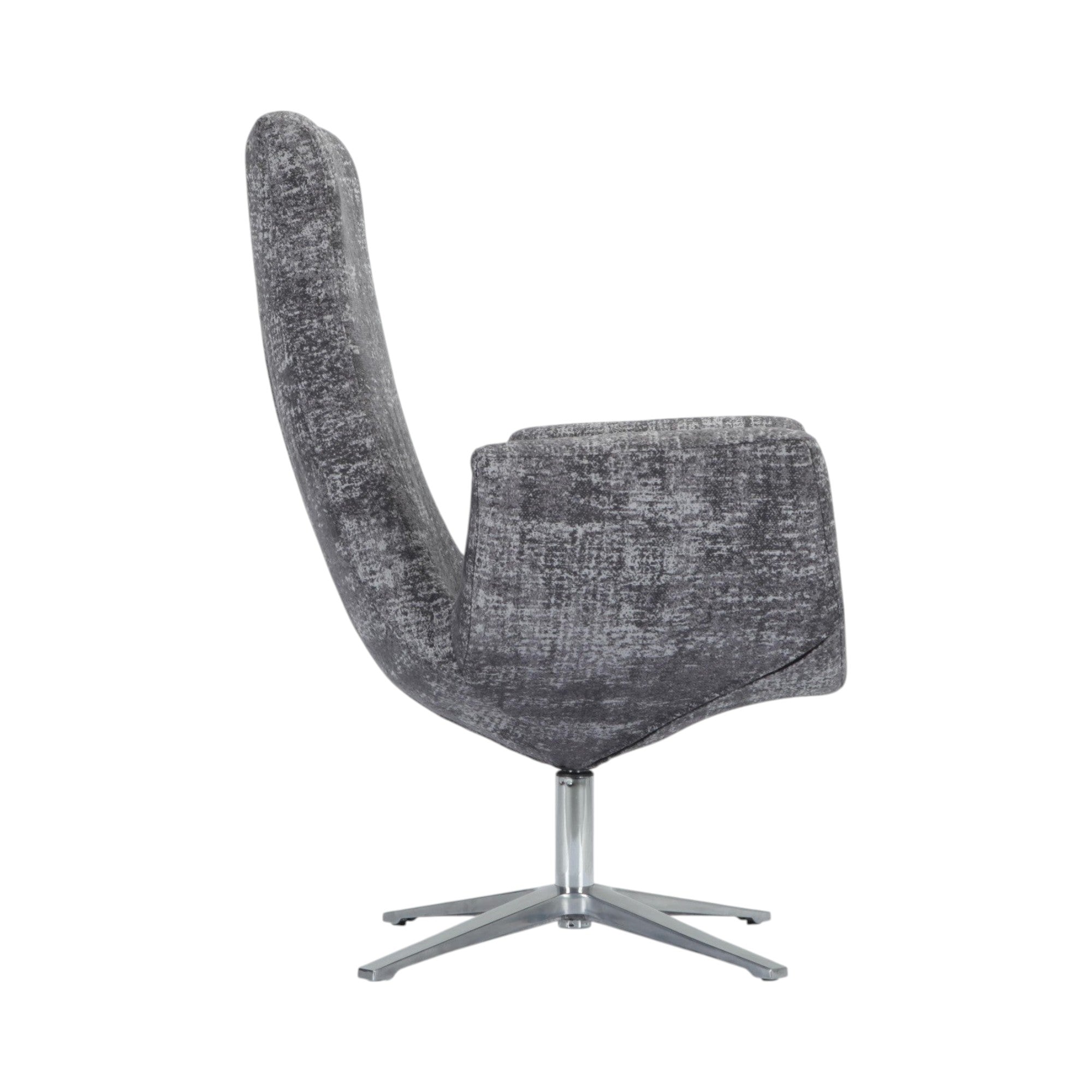 Xiaoyaozuo office chair grey textured fabric swivel accent chair with high back and brushed metal base.