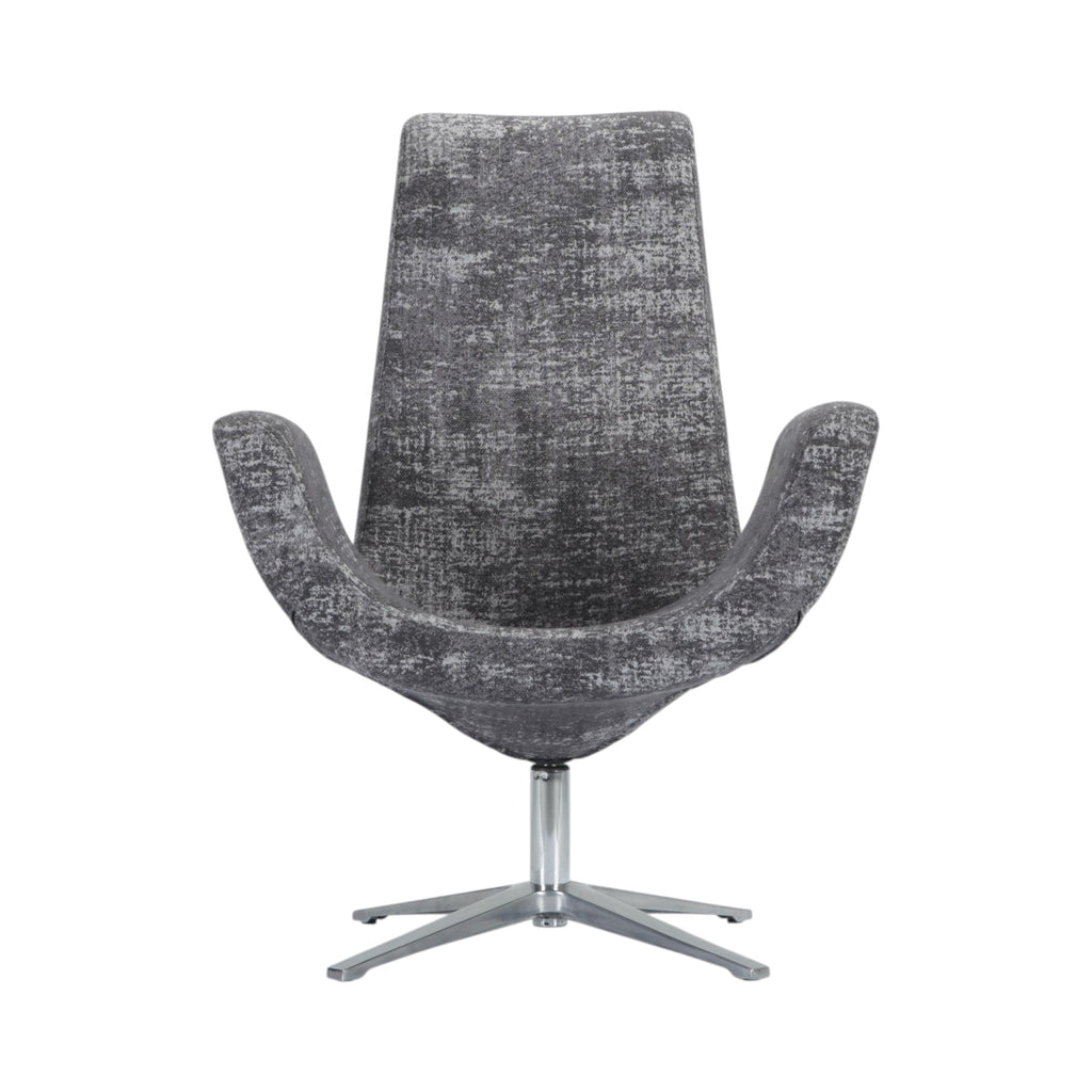 Xiaoyaozuo office chair: Modern grey textured fabric swivel chair with high back and brushed metal base.