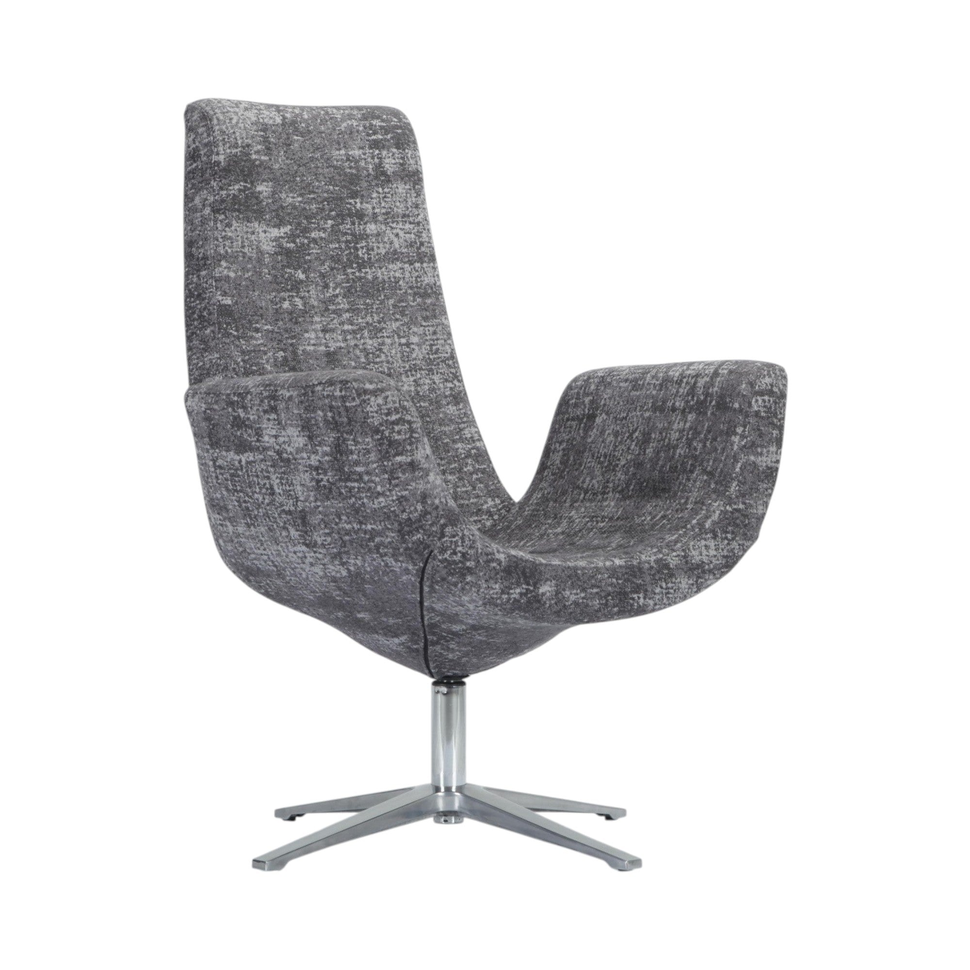Xiaoyaozuo office chair: Modern grey textured fabric swivel chair with high back and brushed metal base.