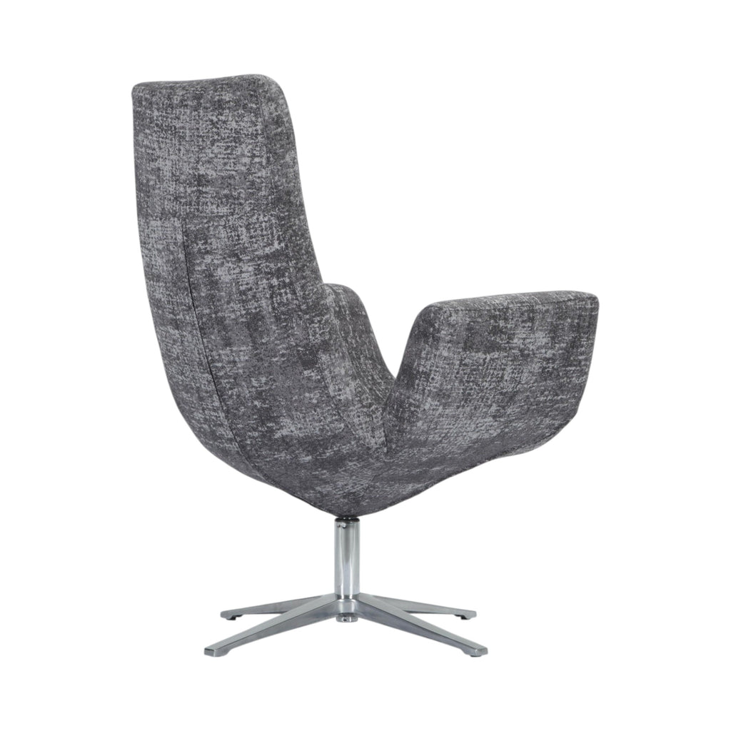 Xiaoyaozuo office chair, modern grey textured fabric swivel chair with high back and brushed metal base.