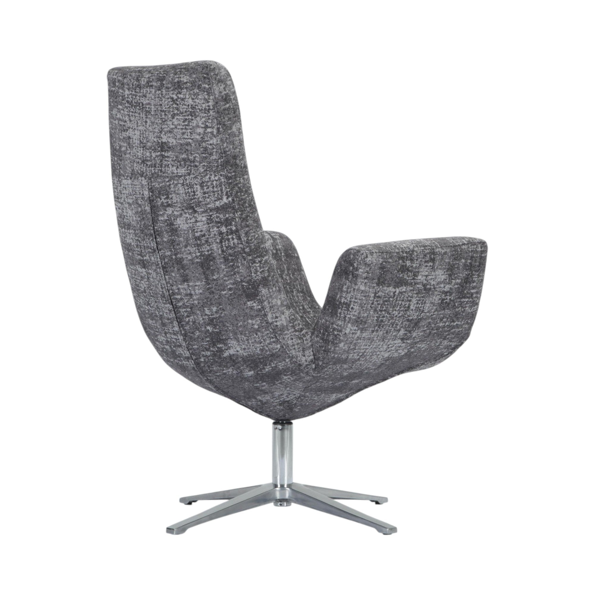 Xiaoyaozuo office chair, modern grey textured fabric swivel chair with high back and brushed metal base.