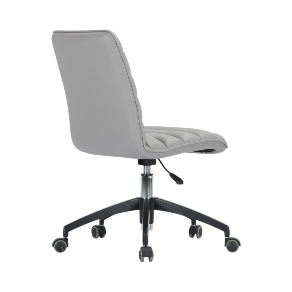 Xiaoyaozuo office chair, modern light grey faux leather executive chair with horizontal stitching, adjustable height and casters.