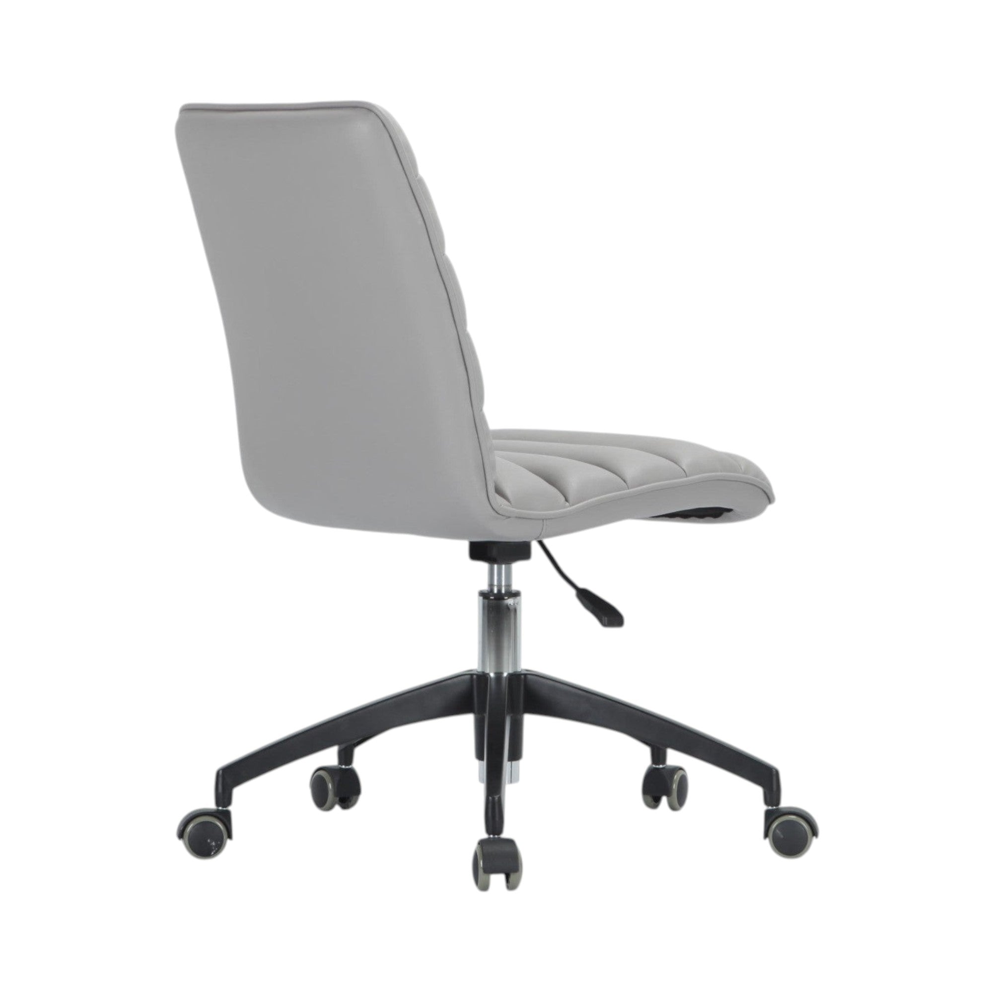 Xiaoyaozuo office chair, modern light grey faux leather executive chair with horizontal stitching, adjustable height and casters.
