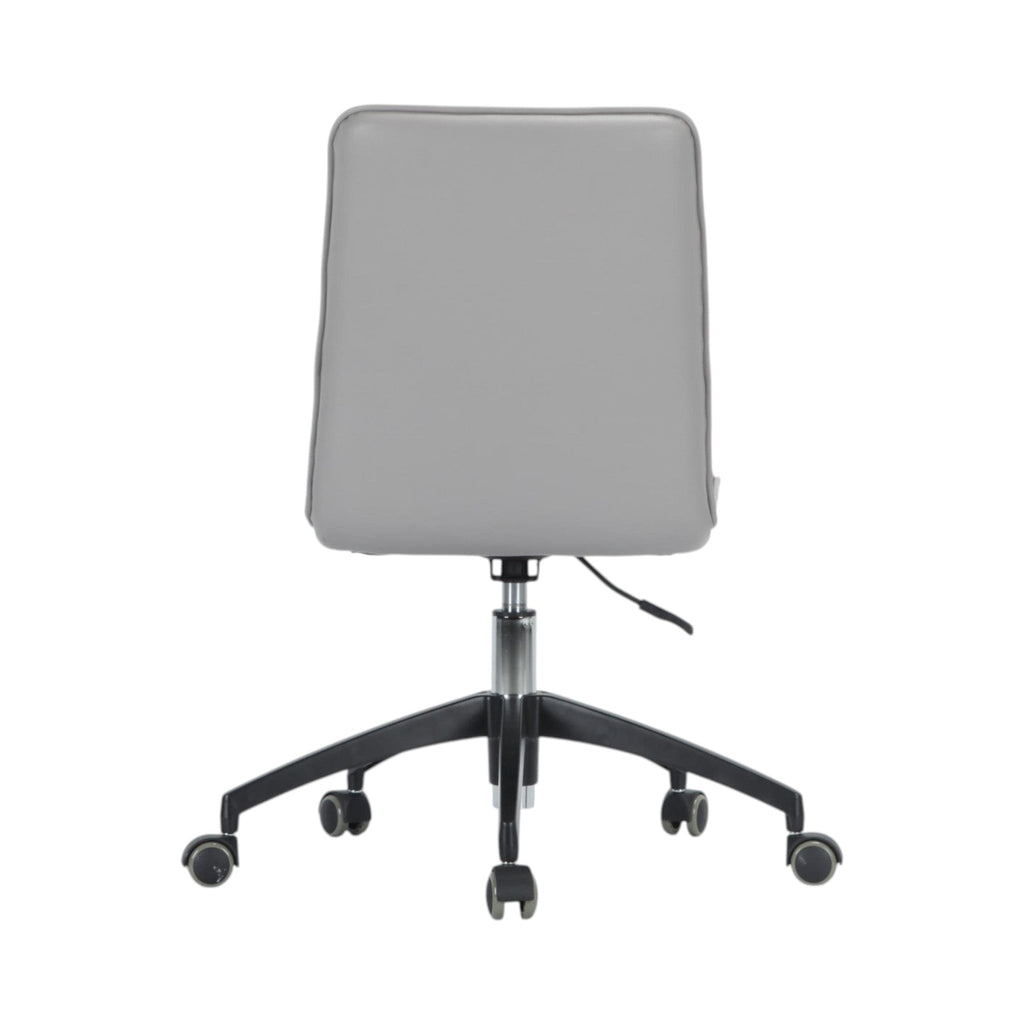Xiaoyaozuo office chair, modern light grey faux leather executive chair with padded seat, backrest, and casters.