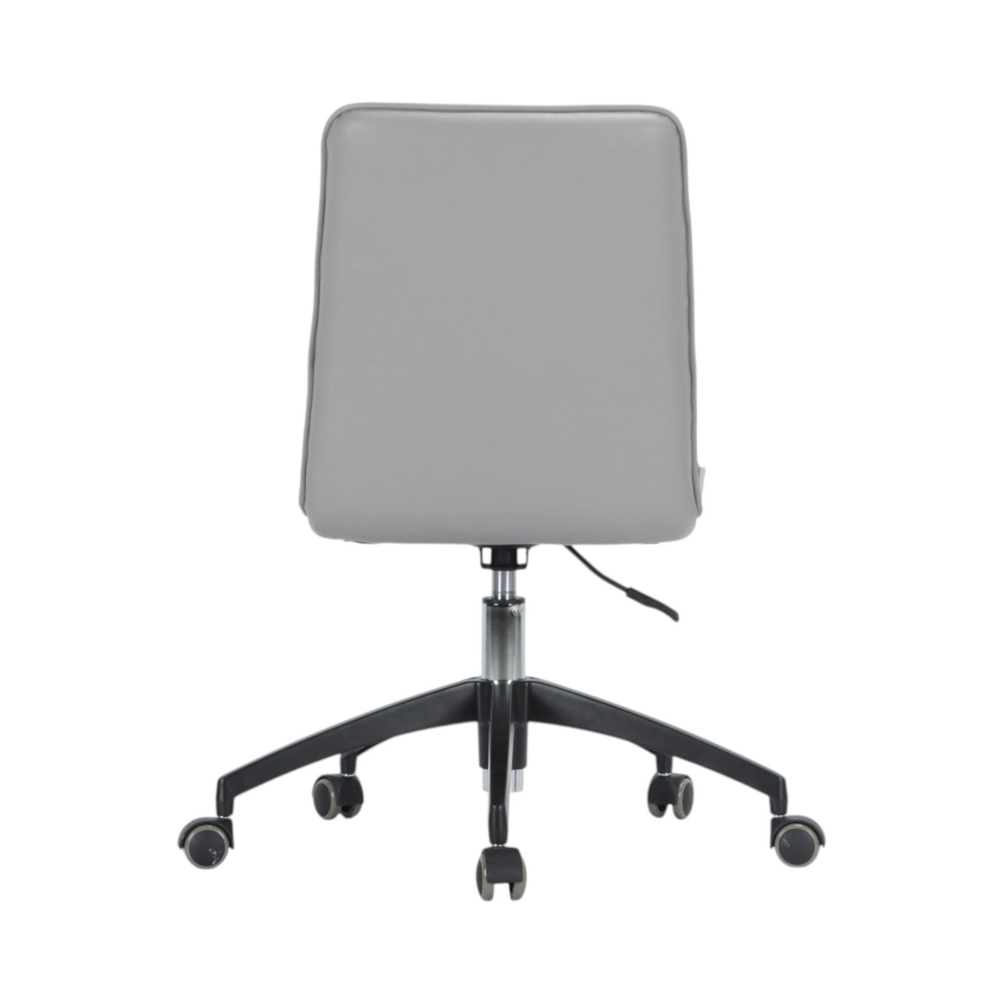 Xiaoyaozuo office chair, modern light grey faux leather executive chair with padded seat, backrest, and casters.