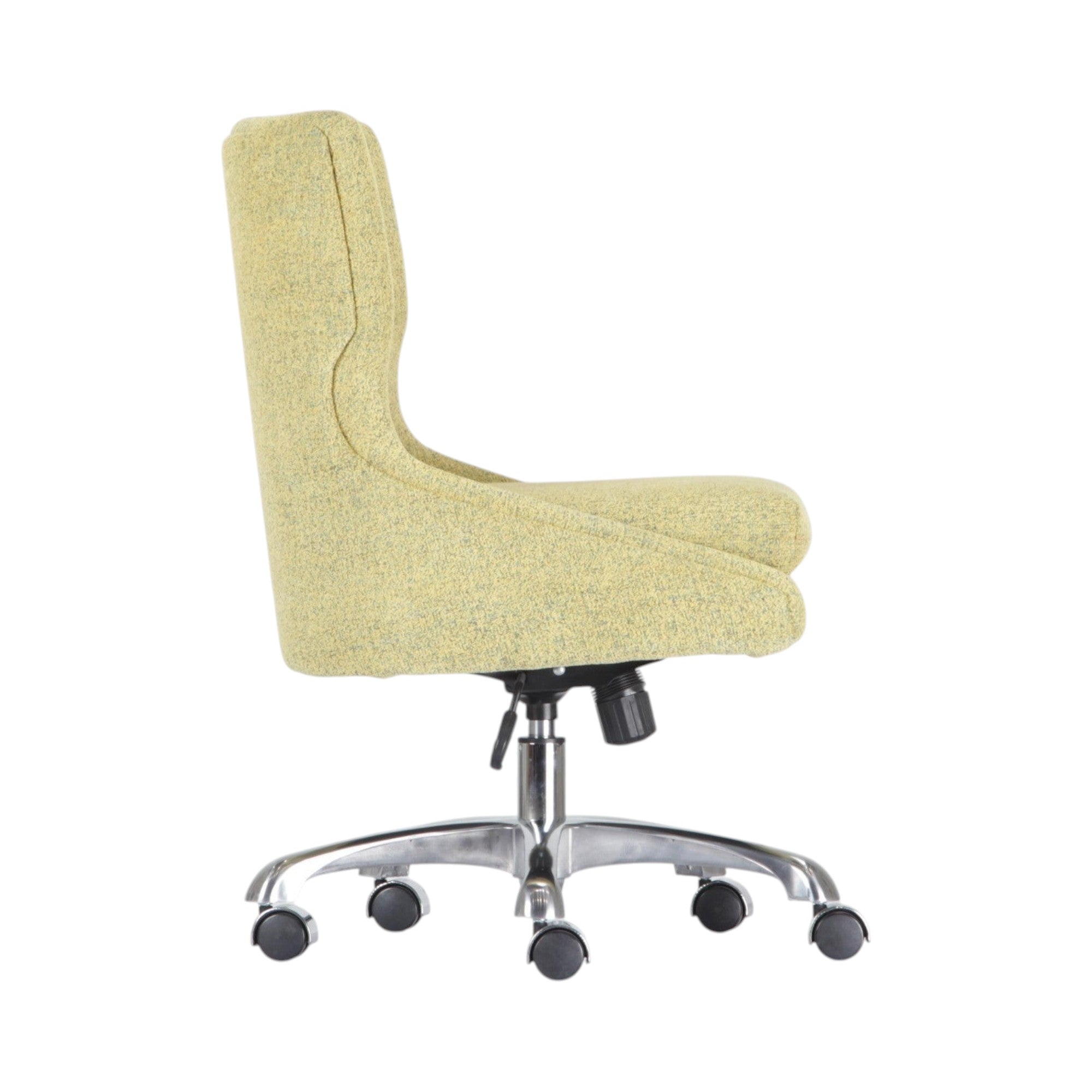 Xiaoyaozuo office chair in light yellow textured fabric, ergonomic design with adjustable height and smooth-rolling casters.