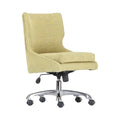 Xiaoyaozuo office chair in textured light yellow fabric with ergonomic design and chrome base with casters.