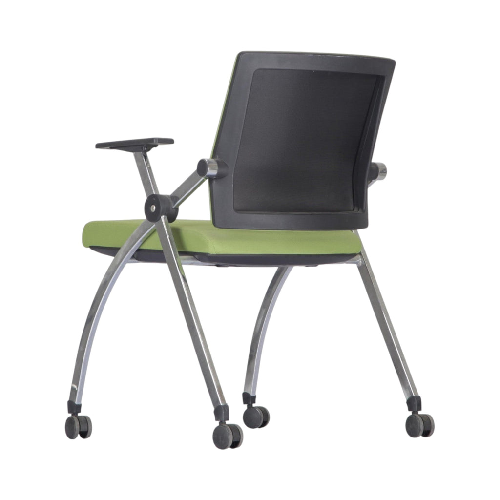 Xiaoyaozuo office chair modern lime green conference chair with wheels and black mesh back.