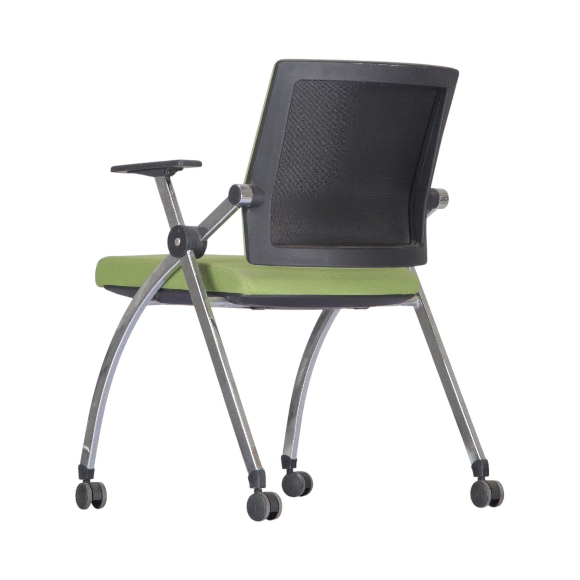 Xiaoyaozuo office chair modern lime green conference chair with wheels and black mesh back.