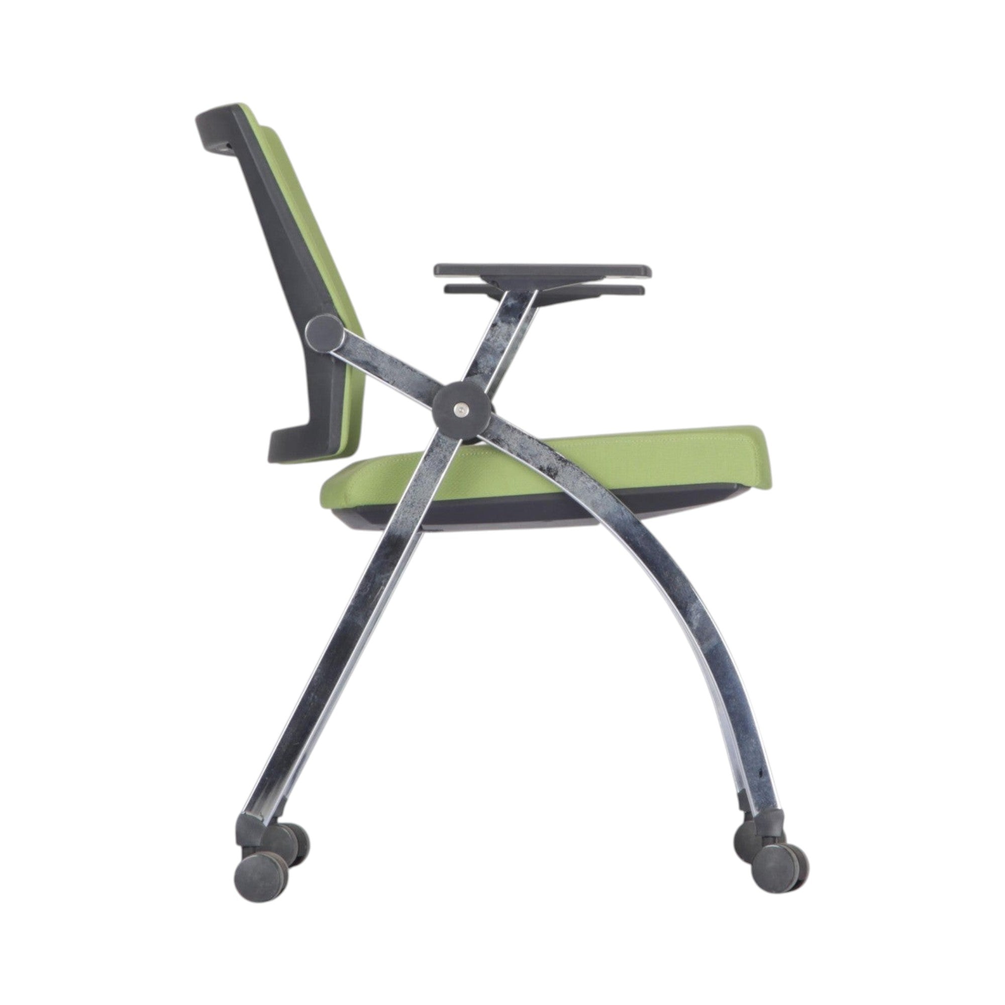 Xiaoyaozuo office chair modern lime green conference chair with wheels and writing tablet.