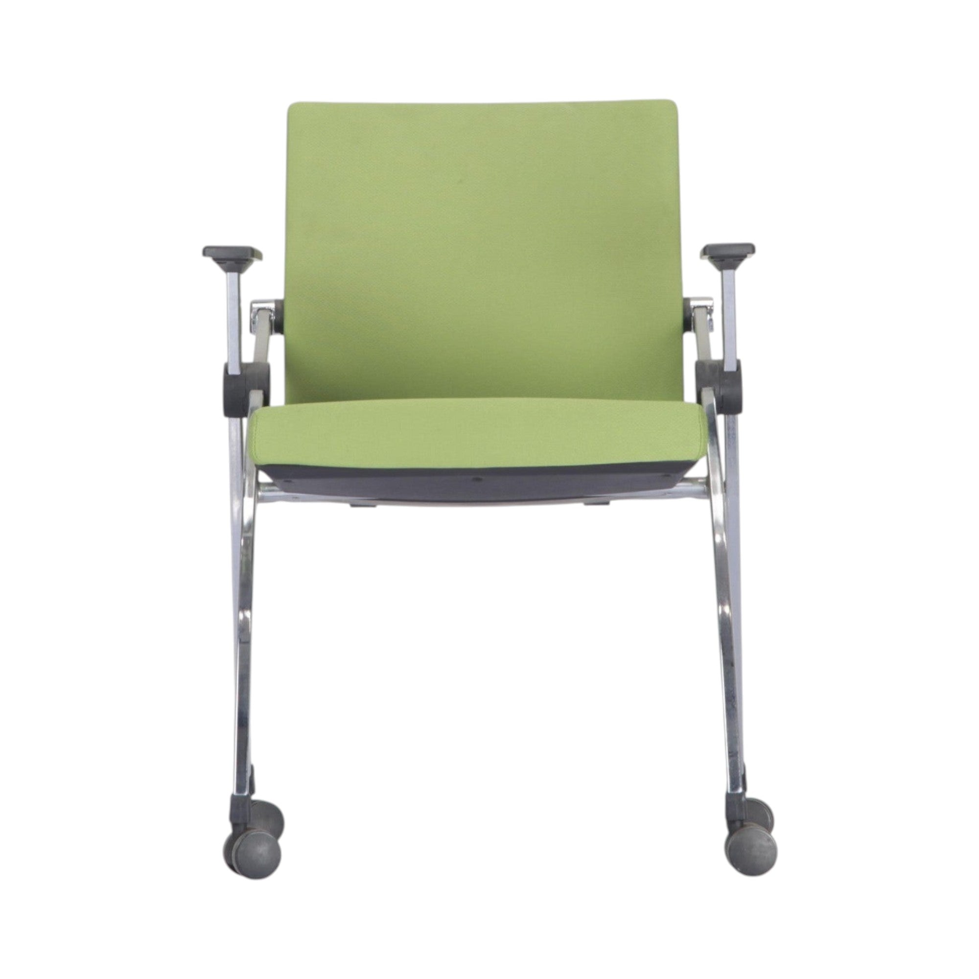 Xiaoyaozuo office chair modern lime green conference chair with wheels and armrests on a metal frame.