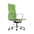 Xiaoyaozuo office chair executive high back chair in lime green faux leather with ribbed detailing and polished chrome frame.