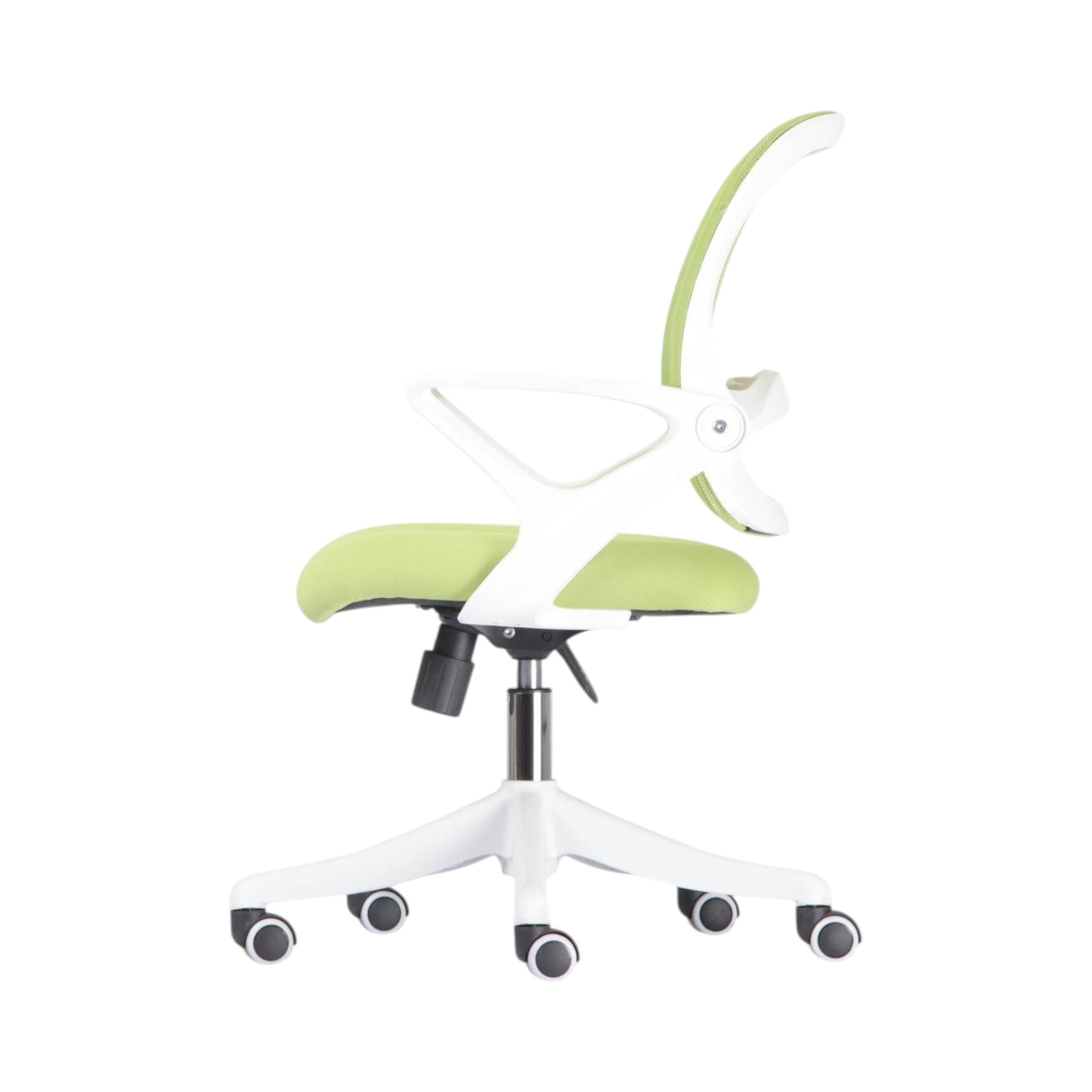 Xiaoyaozuo office chair: Ergonomic mesh back and padded lime green seat, white frame, adjustable height, casters. Modern desk chair.