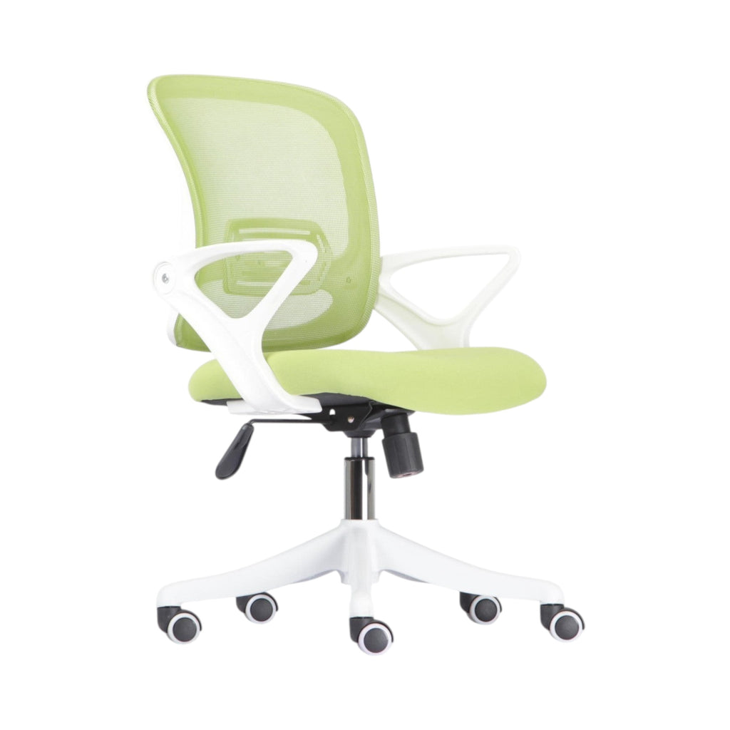 Xiaoyaozuo office chair: lime green ergonomic mesh back chair with padded seat and white accents. Adjustable height and casters.