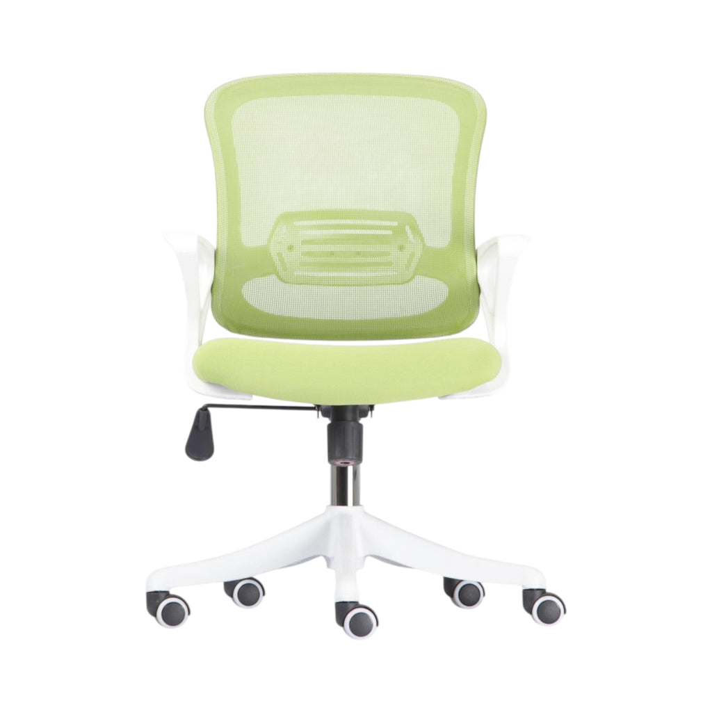 Xiaoyaozuo office chair: lime green ergonomic mesh back chair with padded seat, adjustable height, and white casters.