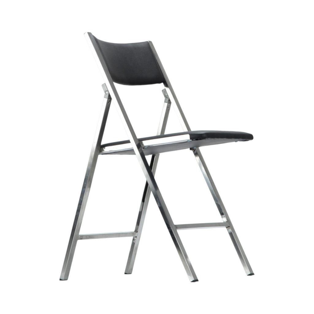 Xiaoyaozuo office chair modern folding chair with black seat and backrest on a silver metal frame.