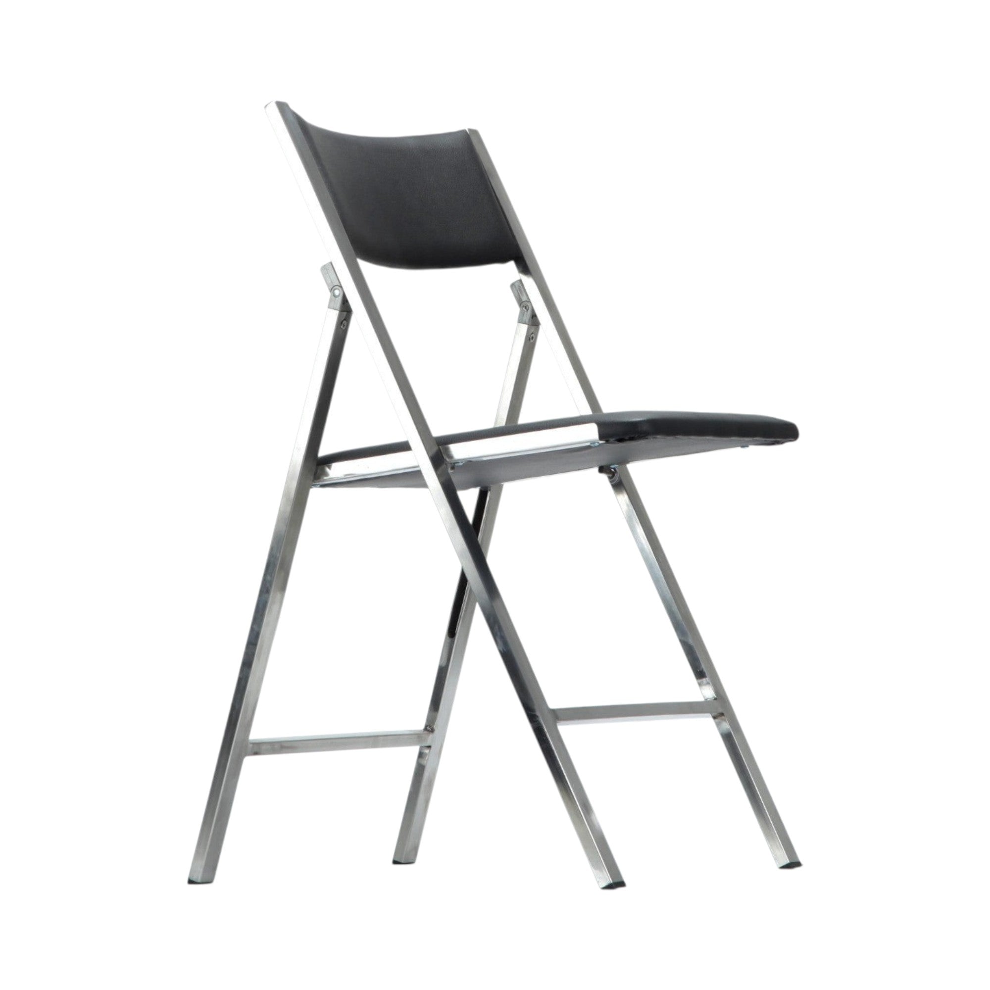Xiaoyaozuo office chair modern folding chair with black seat and backrest on a silver metal frame.