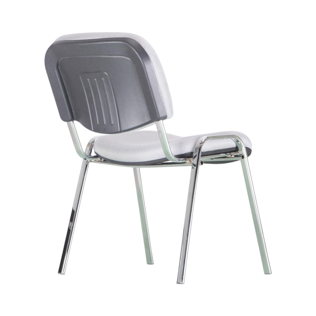 Xiaoyaozuo office chair: Modern grey fabric guest chair with a durable chrome-plated steel frame and padded seat.