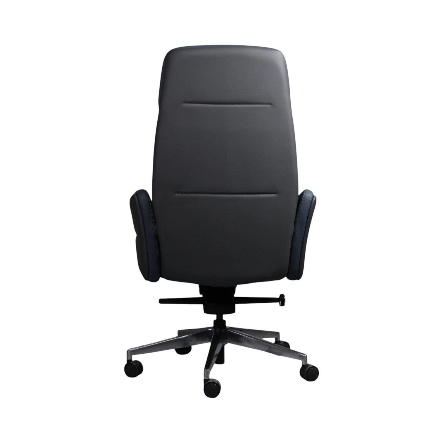 Xiaoyaozuo office chair executive high back chair in navy blue leather with silver metal base and casters