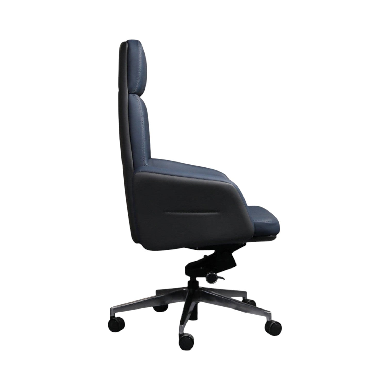 Xiaoyaozuo office chair navy blue leather executive high back office chair with metal base and casters