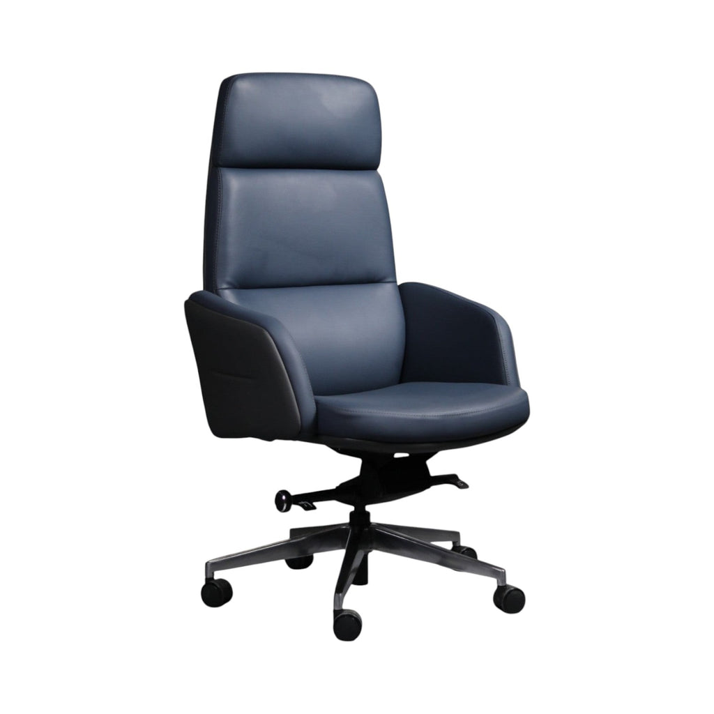Xiaoyaozuo office chair executive high back navy blue leather ergonomic office chair with metal base and casters