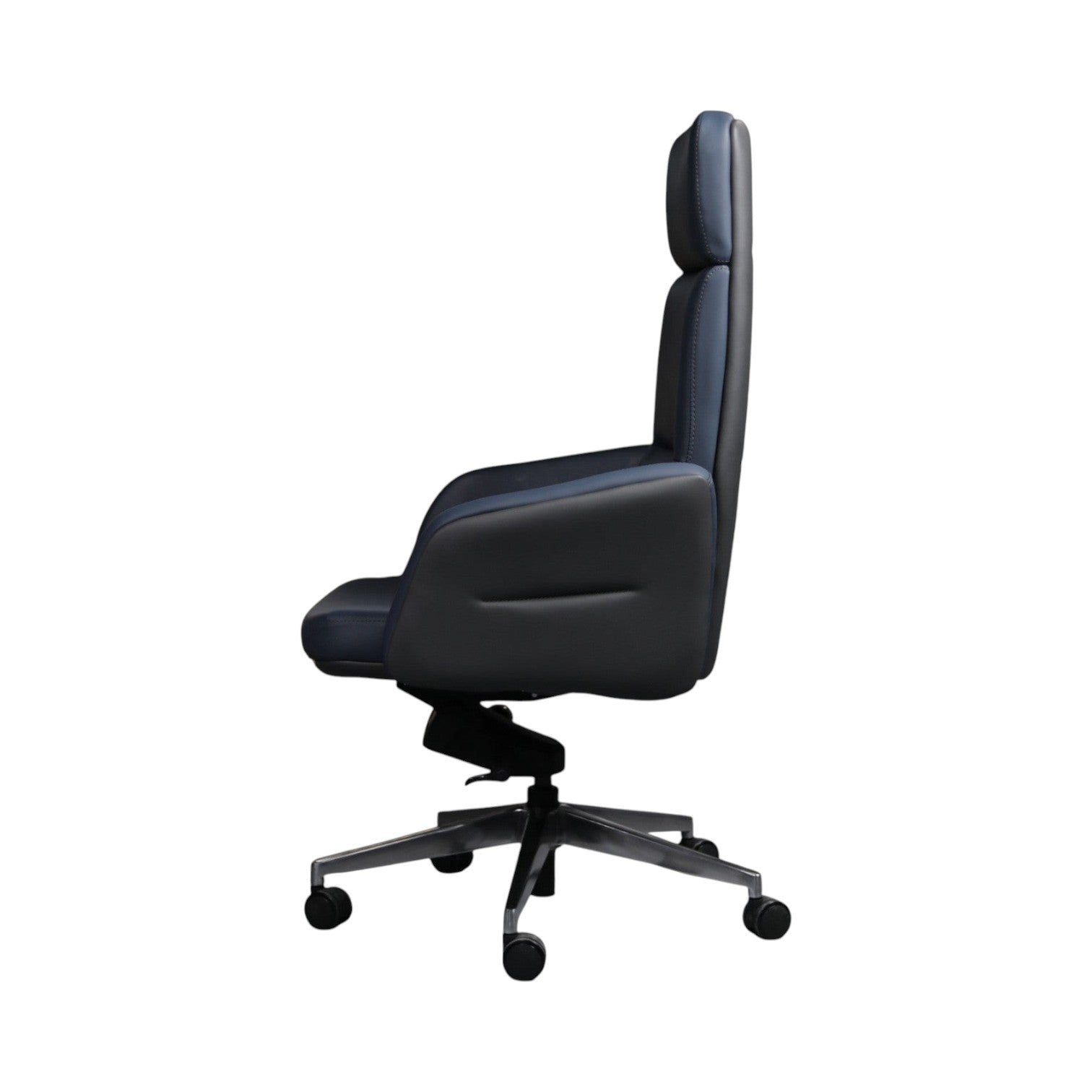 Xiaoyaozuo office chair navy blue leather executive high back office chair with ergonomic support and casters