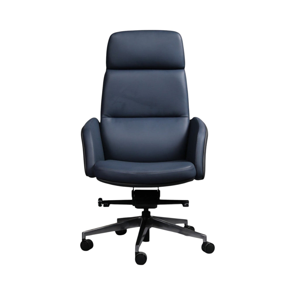 Xiaoyaozuo office chair navy blue leather executive high back office chair with ergonomic support and casters.