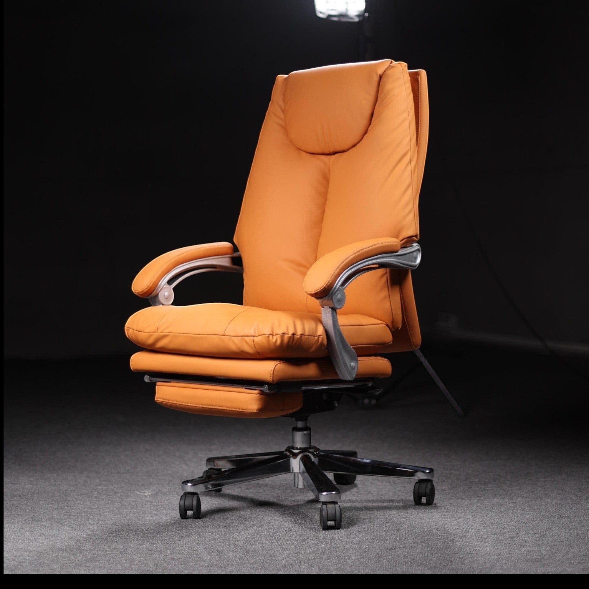 Xiaoyaozuo office chair executive PU leather orange ergonomic chair with footrest and casters