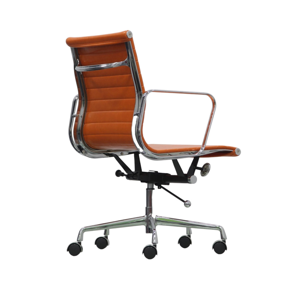 Xiaoyaozuo office chair orange faux leather executive chair with chrome armrests and base with casters