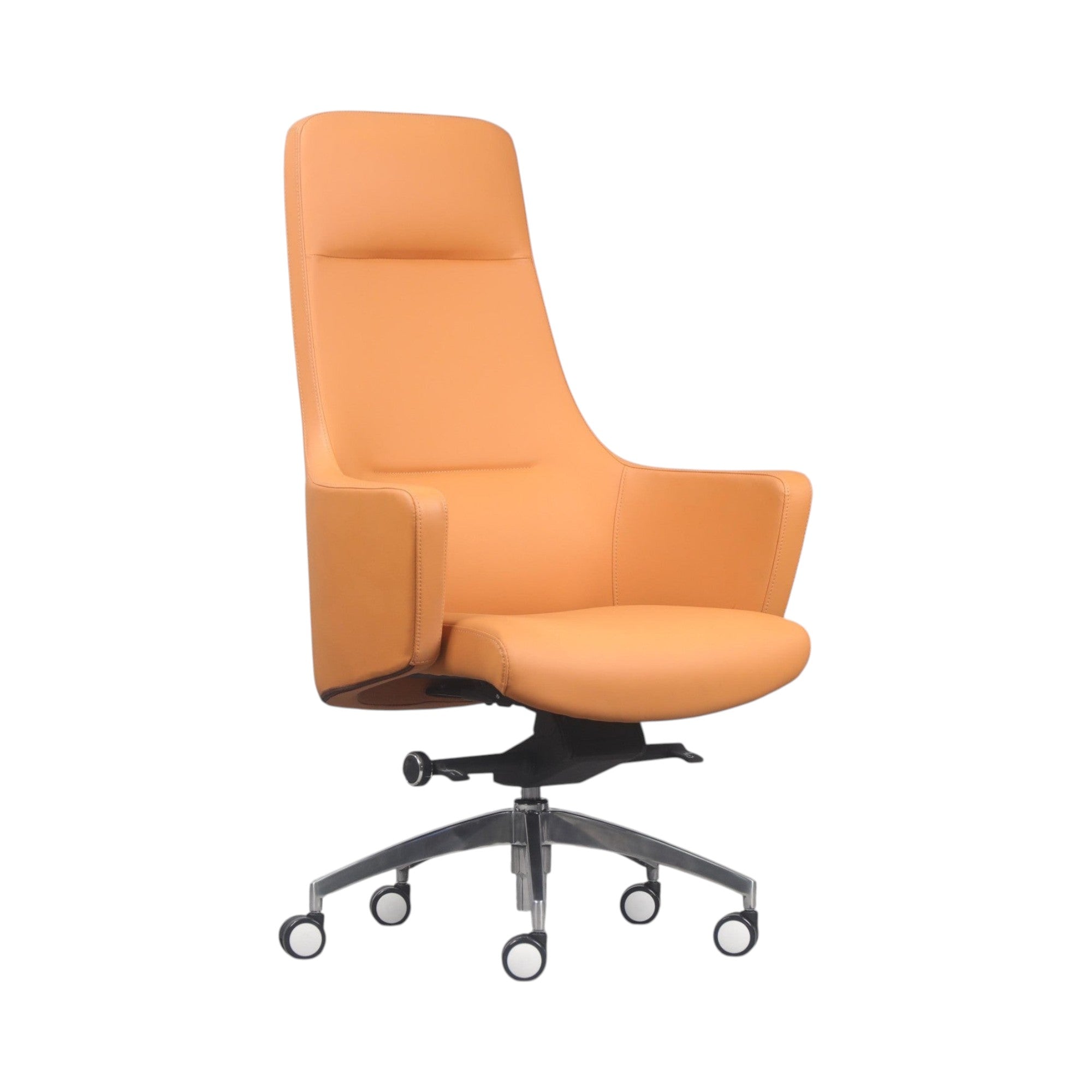 Xiaoyaozuo office chair executive high back orange leather office chair with headrest and chrome base