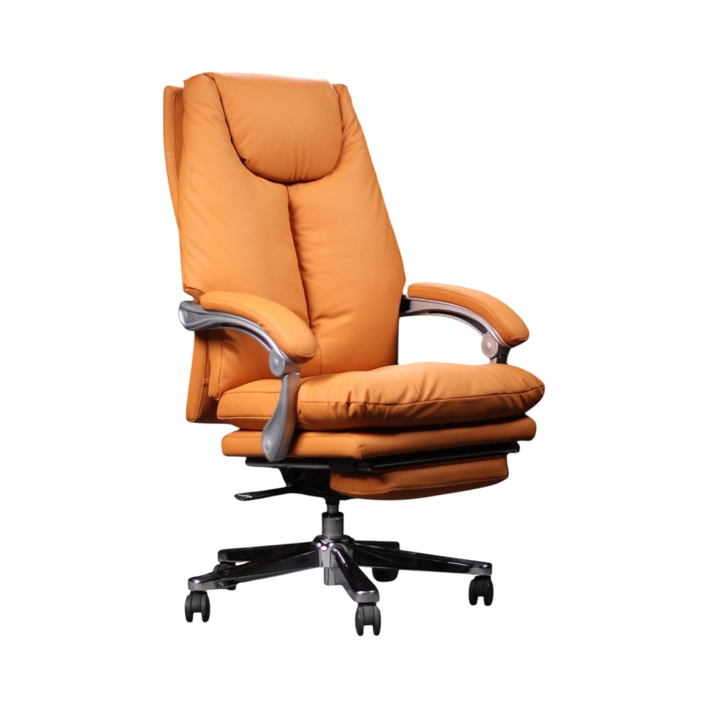 Xiaoyaozuo office chair executive PU leather orange ergonomic chair with footrest and casters