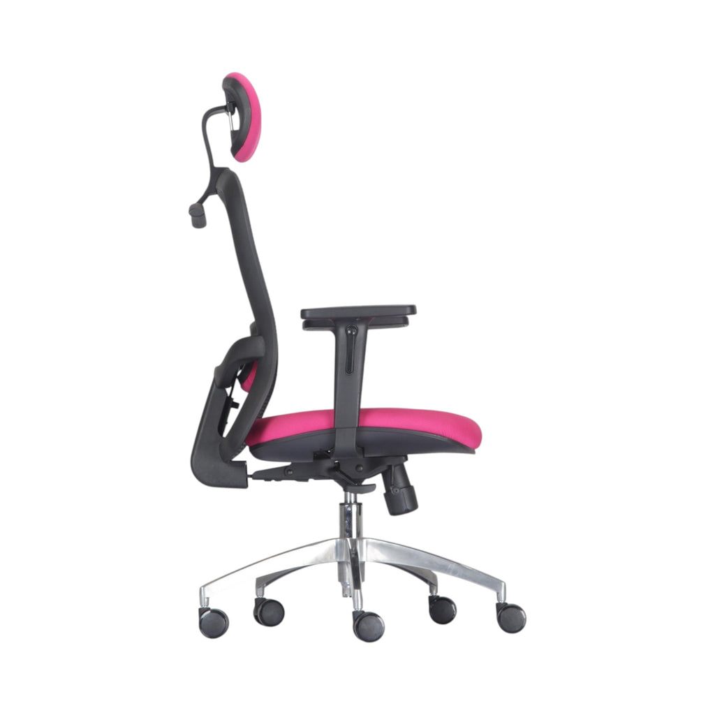 Xiaoyaozuo office chair ergonomic pink mesh office chair with adjustable headrest and armrests.