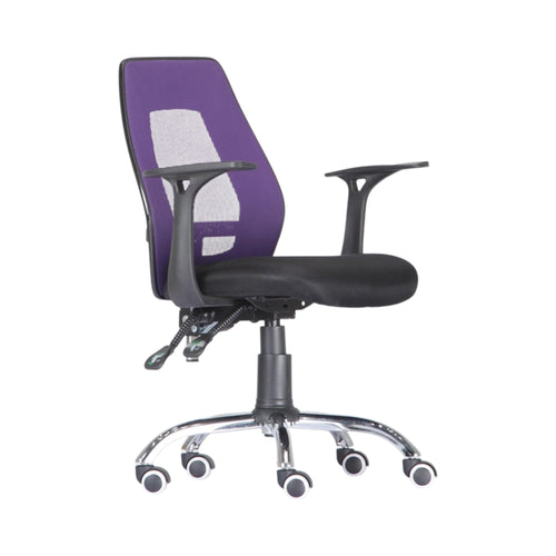 Xiaoyaozuo office chair: Ergonomic mesh back office chair in purple with black padded seat and adjustable armrests.