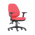 Xiaoyaozuo office chair: red ergonomic fabric office chair with adjustable height and armrests on casters.