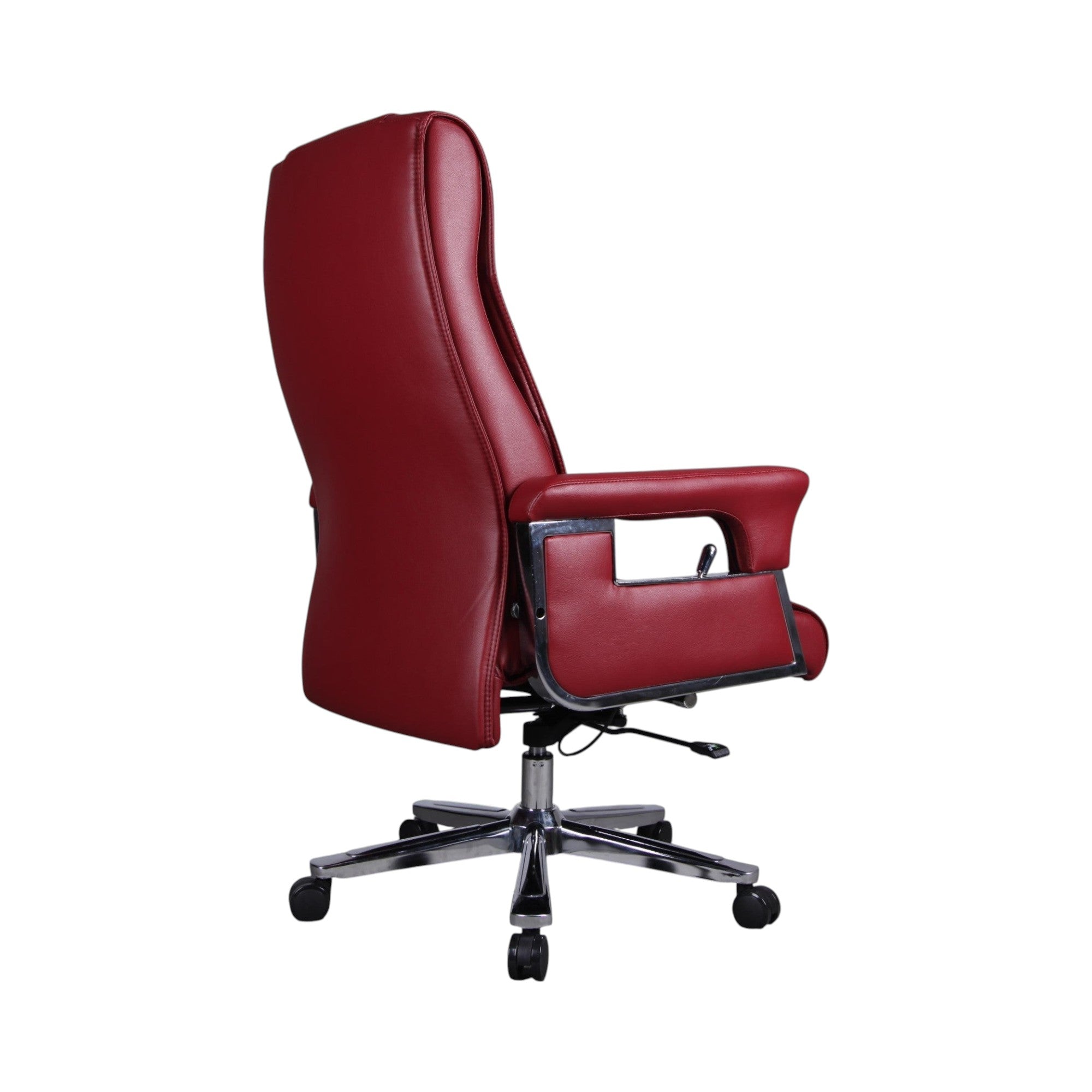 Xiaoyaozuo office chair executive high-back chair in red faux leather with diamond stitching and chrome base.