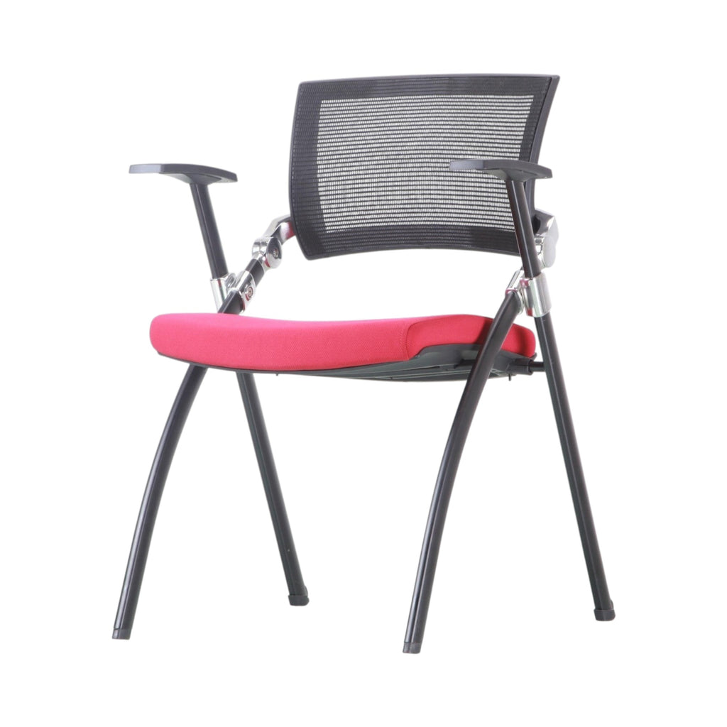 Xiaoyaozuo office chair modern red mesh back conference chair with black frame and armrests.