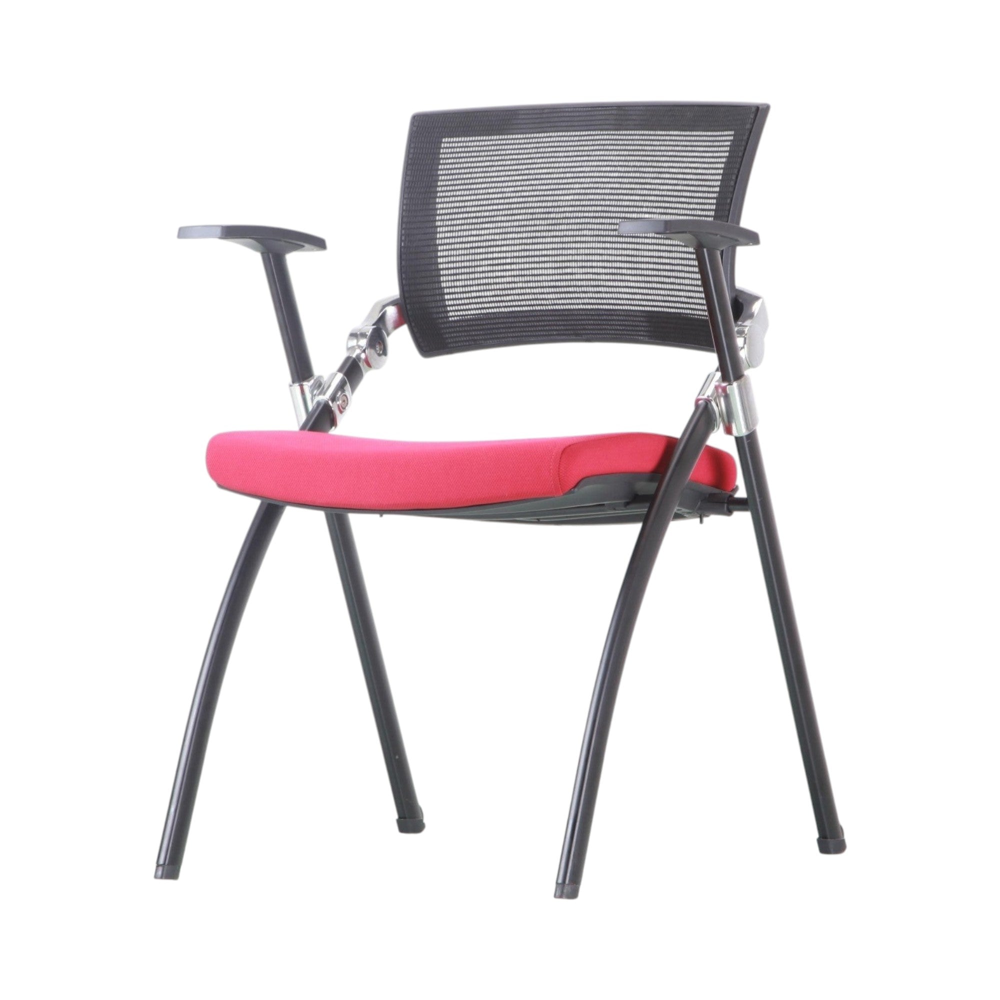 Xiaoyaozuo office chair modern red mesh back conference chair with black frame and armrests.